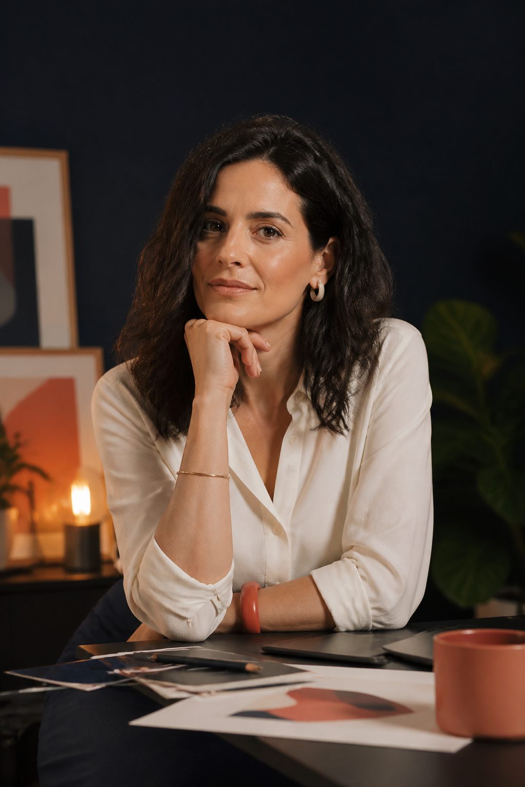Retrato ilustrado de Lia segurando seu mapa