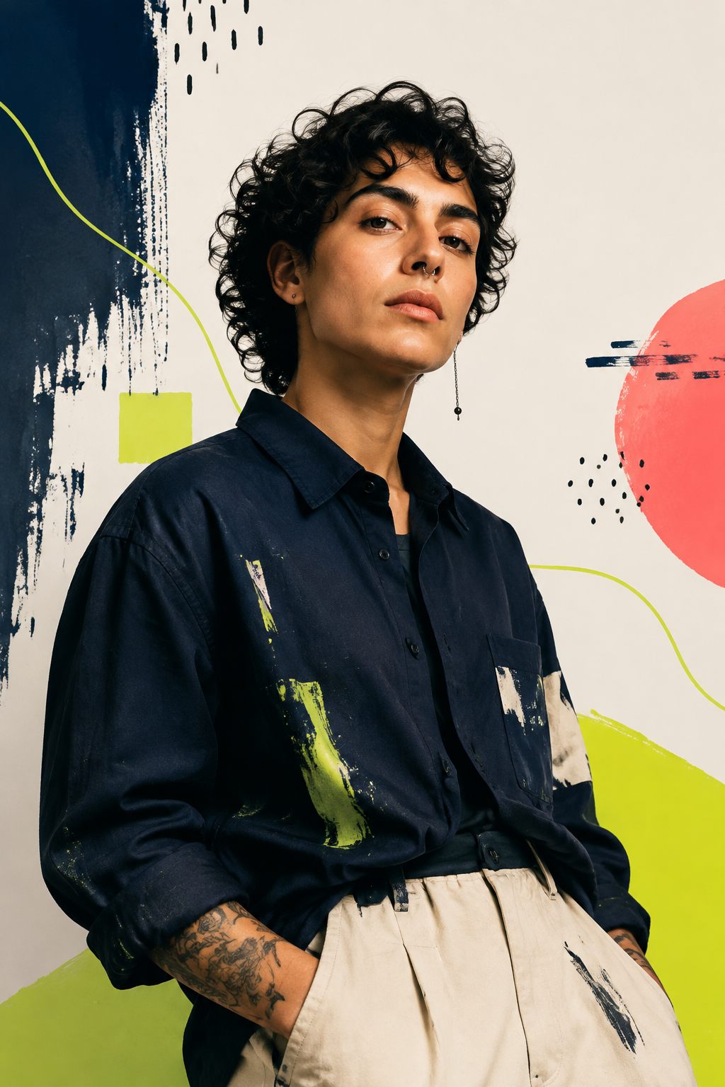 Retrato ilustrado de Caíque segurando um barquinho de papel